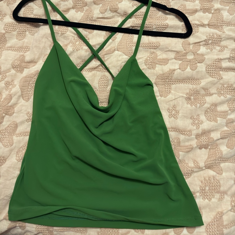 zara green blouse